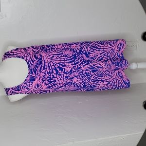 Lilly Pulitzer Women's Pink and Blue zebra Print Tank Dress Size-L